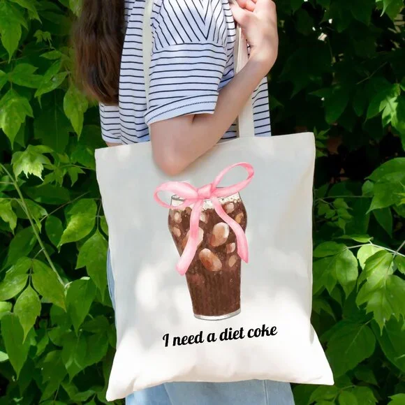 NWT! Diet Coke Tote Bag with Pink Coquette Bow - Picture 2 of 8
